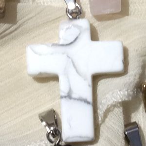 White Howlite Shaped Cross Pendant
